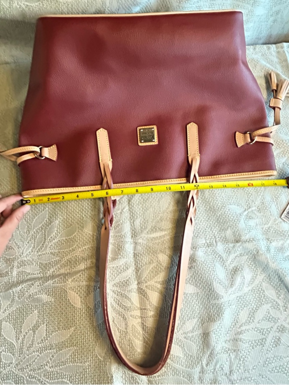 Dooney & Bourke Burgundy Tote with Tan Trim EVA BAILEY TOTE - Picture 11 of 16